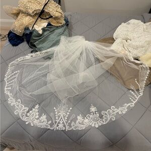 Elegant White Embroidered Veil